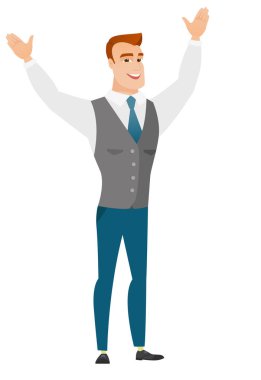 Başarılı beyaz işadamı atlama.