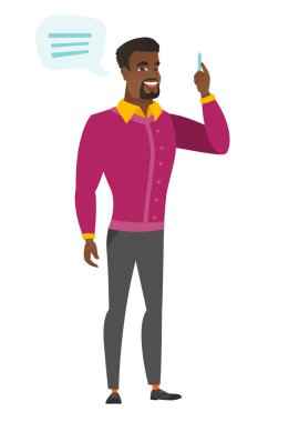 Afrikalı-Amerikalı işadamı ile konuşma balonu.