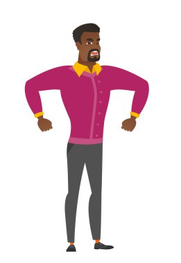 Afrikalı-Amerikalı kızgın işadamı çığlık.