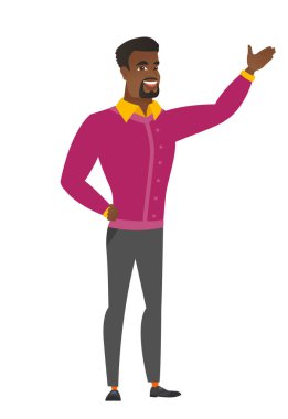 Afrikalı-Amerikalı işadamı bir yön gösteren.