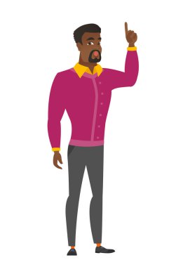 Açık ağız parmak işaret ile işadamı.