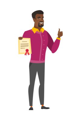 Afrikalı-Amerikalı işadamı bir sertifika tutan