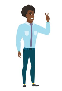 Zafer jest gösterilen beyaz iş adamı.