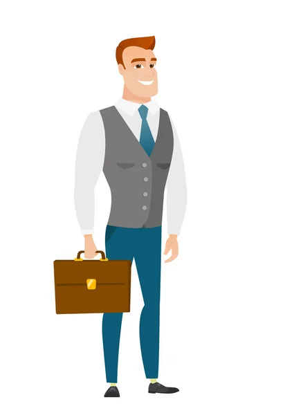 Caucásico hombre de negocios sosteniendo maletín . — Archivo Imágenes Vectoriales