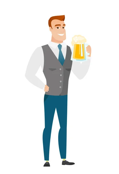 Uomo d'affari bere birra vettoriale illustrazione . — Vettoriale Stock