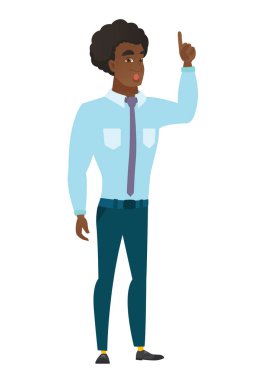 Açık ağız parmak işaret ile işadamı.