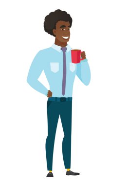 Kahve tutan genç beyaz iş adamı.