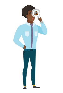 Büyüteç ile beyaz iş adamı.