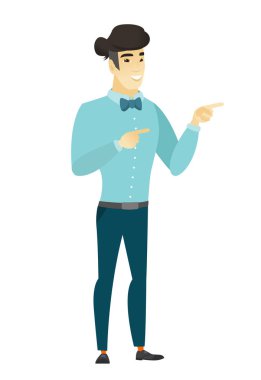 Genç Asyalı işadamı tarafına işaret.