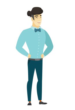 Genç Asyalı işadamı gülüyor.