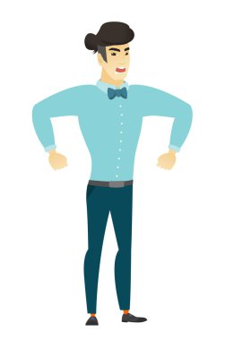 Genç Asyalı kızgın işadamı çığlık.