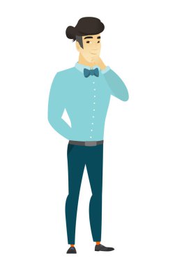 Asya iş adamı düşünme vektör çizim