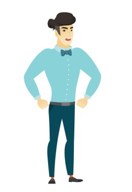 Genç Asyalı öfkeli işadamı çığlık.