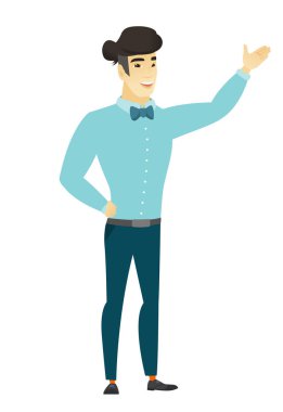 Bir yön gösteren Asyalı işadamı.