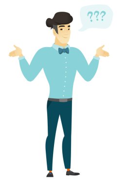 Asya şaşkın işadamı forma kollu.