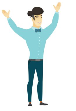 Atlama başarılı Asya iş adamı.