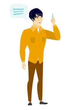 Genç Asyalı işadamı ile konuşma balonu.