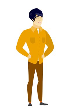 Genç Asyalı işadamı gülüyor.