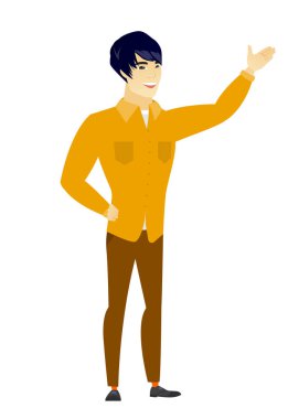 Bir yön gösteren Asyalı işadamı.