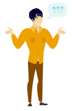 Asya şaşkın işadamı forma kollu.