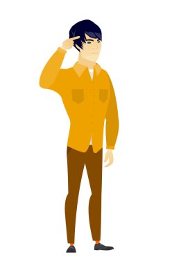 Kızgın adam tapınak karşı parmağıyla işaret