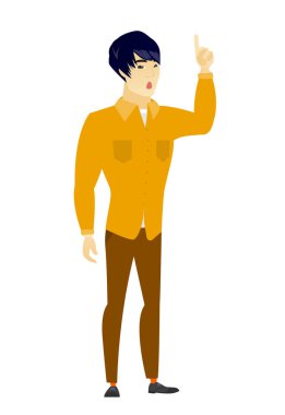 Açık ağız parmak işaret ile işadamı.