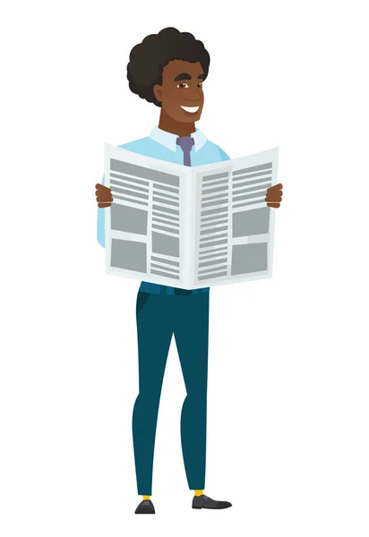 Hombre de negocios leyendo periódico vector ilustración — Vector de stock