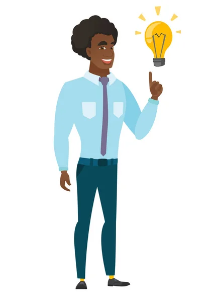 Homme d'affaires pointant vers l'ampoule idée d'entreprise . — Image vectorielle