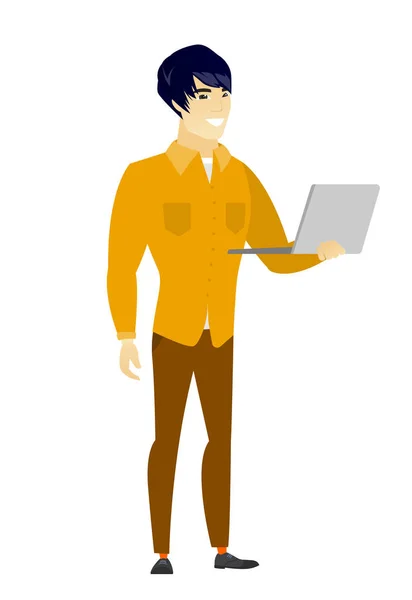 Business man using laptop vector illustration. — Stock Vector