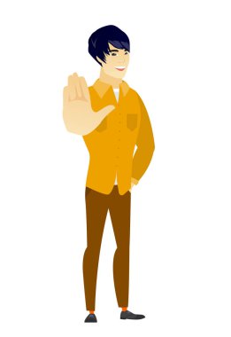 Palm el gösterilen Asya iş adamı.