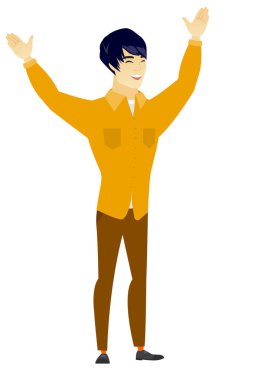 Atlama başarılı Asya iş adamı.