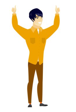 İşadamı ile ayakta kollarını kaldırdı.