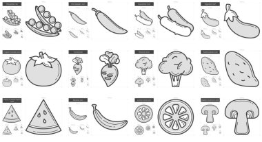 Sağlıklı gıda hattı Icon set.