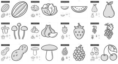 Sağlıklı gıda hattı Icon set.