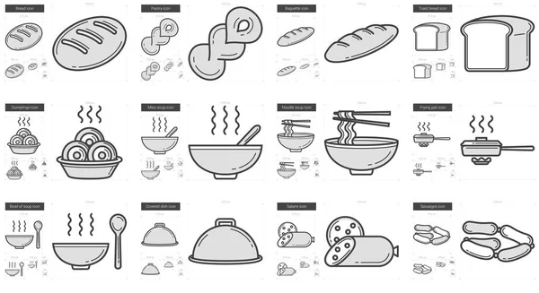 Junk food line icon set. — Stock Vector