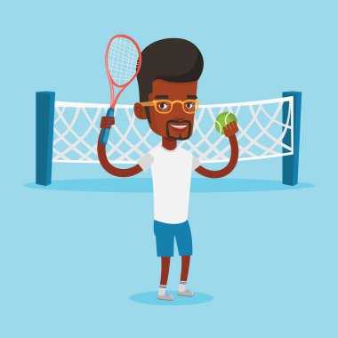 Erkek tenis oyuncu vektör çizim.