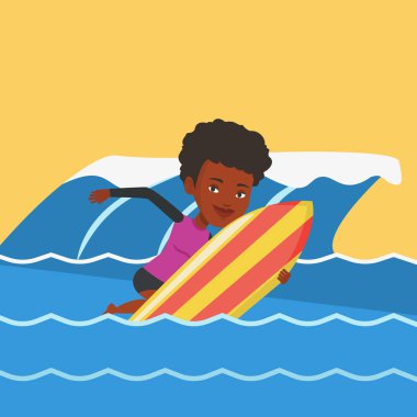 Eylem bir sörf tahtası üzerinde mutlu sörfçü.