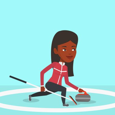 Curling player playing on the rink. clipart