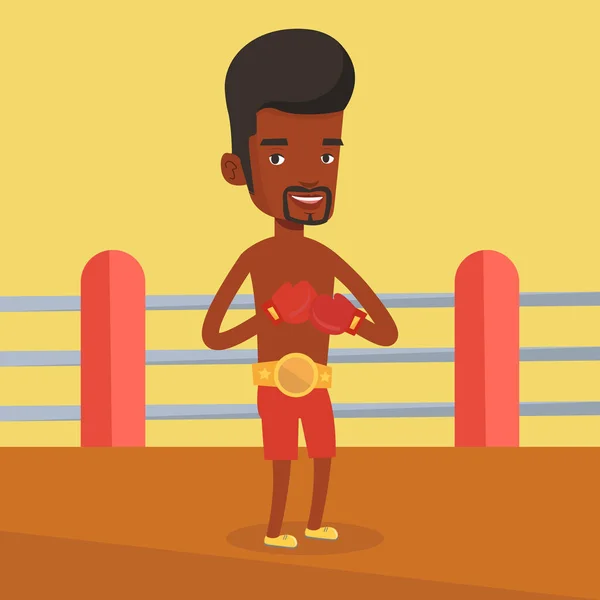 Confident boxer in the ring vector illustration. — Stock Vector