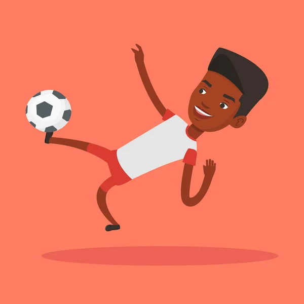 Soccer player kicking ball vector illustration. — Stock Vector