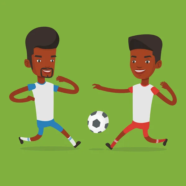 ボールのために戦う 2 つのサッカー選手. — ストックベクタ
