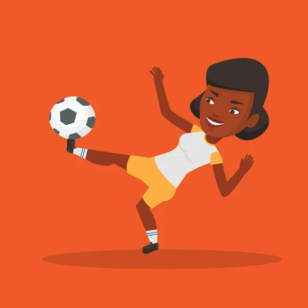 Jogador de futebol chutando bola Ilustração vetorial. — Vetor de Stock