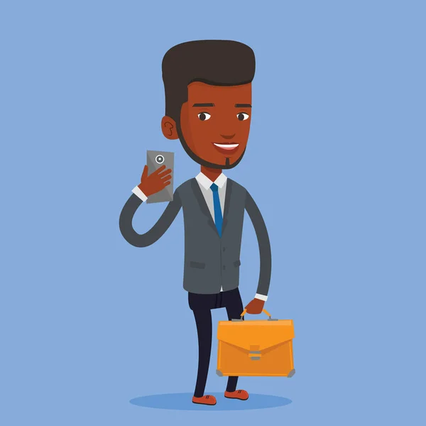 Business man making selfie vector illustration. — Stock Vector