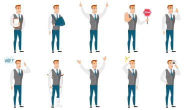 Vektör çizimleri ile iş adamları ayarla.