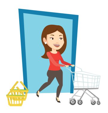 Dükkana ile arabası çalışan müşteri.