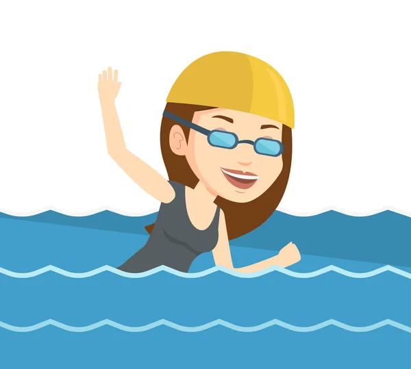 Donna nuoto vettoriale illustrazione . — Vettoriale Stock