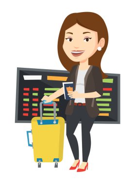 Bavul ve havaalanında bilet kadın ile.