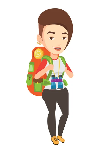 Cheerful traveler with backpack. — Stock Vector