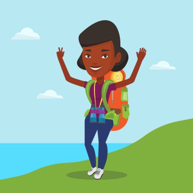Backpacker sahne zevk kadar elleri.