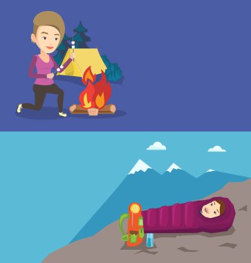 İki afiş metin için yer ile seyahat.